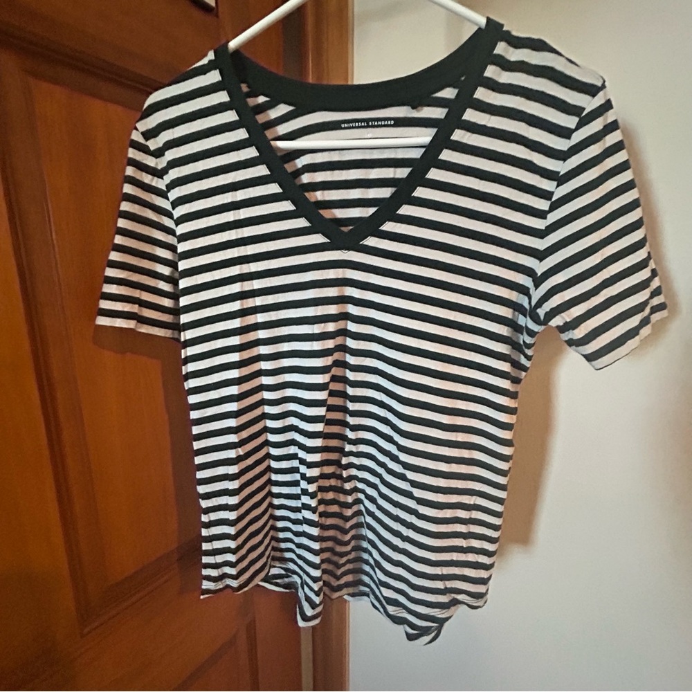 Universal standard Green and White Striped Tee